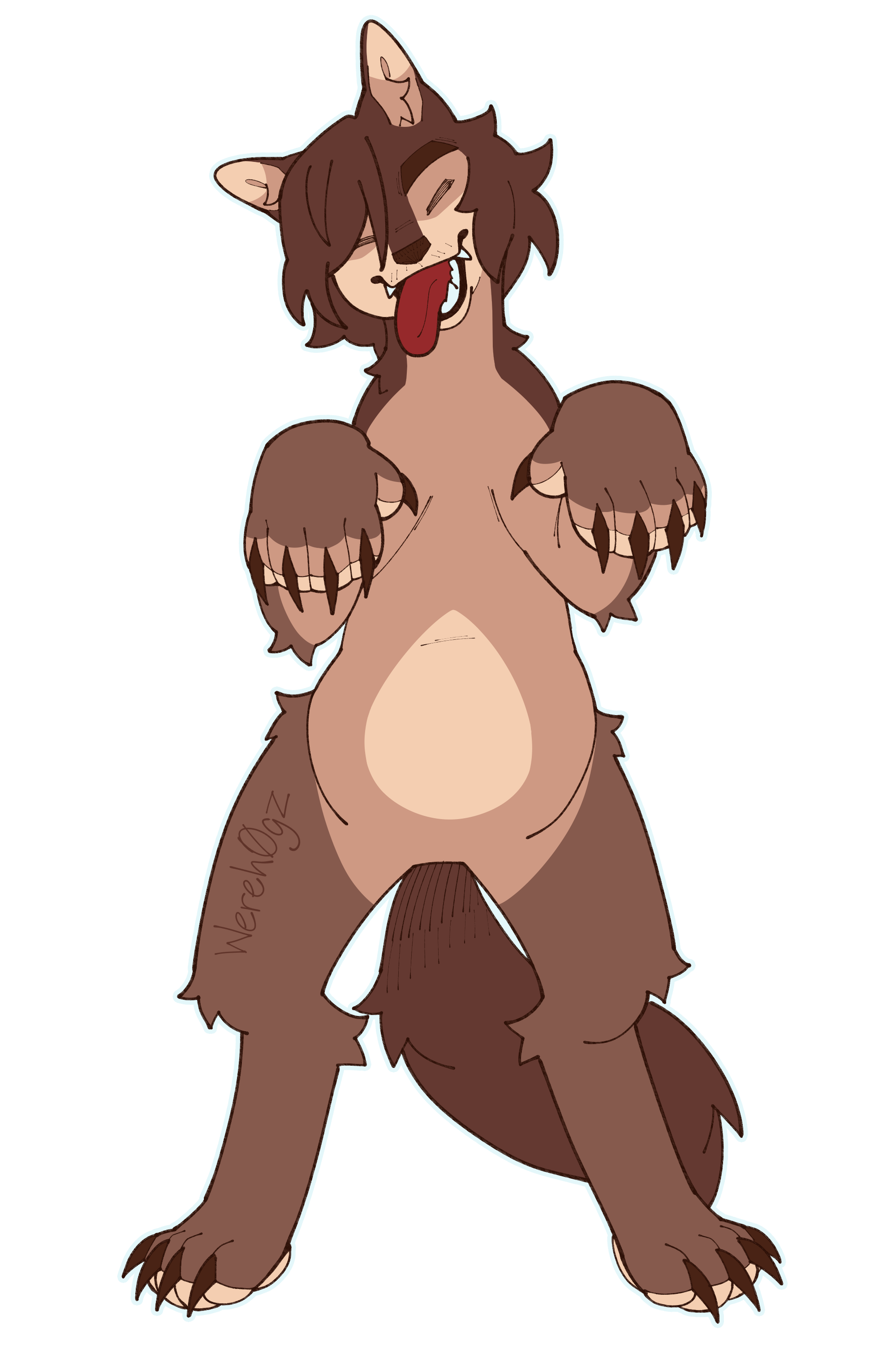 My fursona in feral form standing on their hind legs, as seen when you hover over their image in their OC profile.