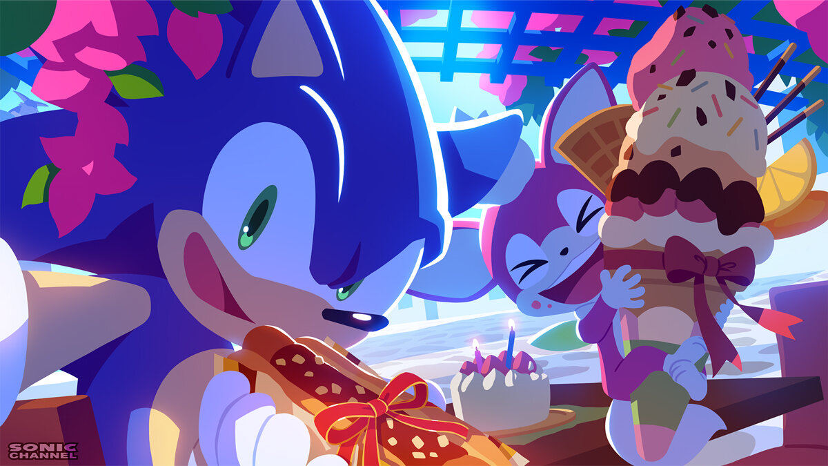 Sonic Pict artwork featuring Sonic and Chip, by Yui Karasuno.